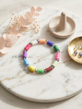 Handmade Rainbow Disc Bead Bracelet with Sparkling Accents