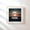 “Time to Travel – Framed Sunset Wall Art”.